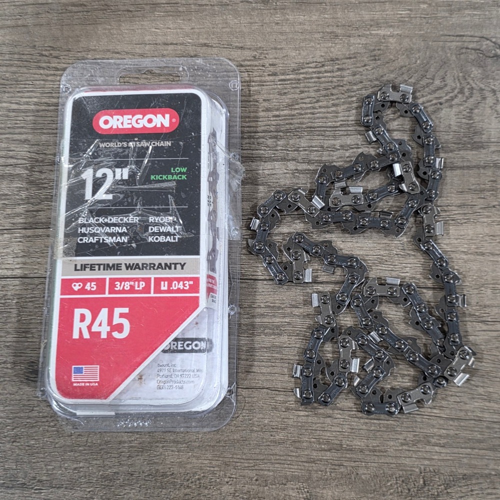 Oregon R45 12 Inch Chainsaw Chain 3/8 LP .043 Gauge 45 Drive Links Low Kickback